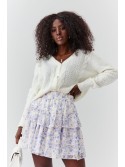 Light skirt with ruffles in flowers, creamy lilac 4007 - Online store - Boutique